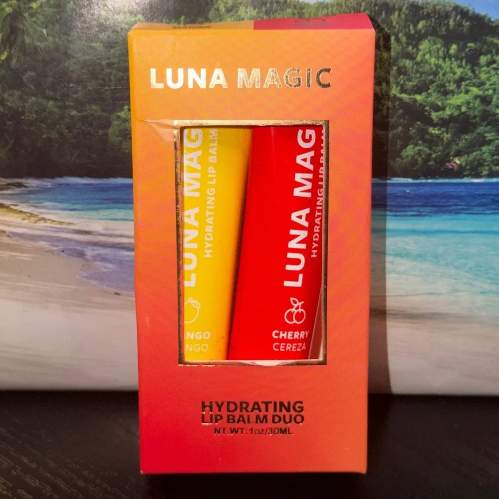 Luna Magic Hydrating Lip Balm Duo Mango and Cherry 2 Piece Set 1oz 30mL NEW